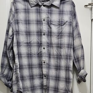 Calvin Klein Jeans Black and Gray Plaid Shirt